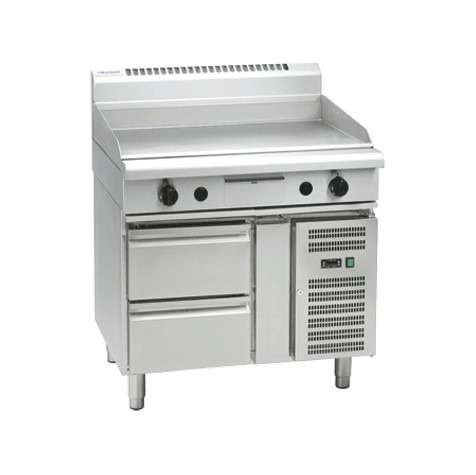 Waldorf 800 Series GPL8900G-RB – 900mm Gas Griddle Low Back Version Refrigerated Base