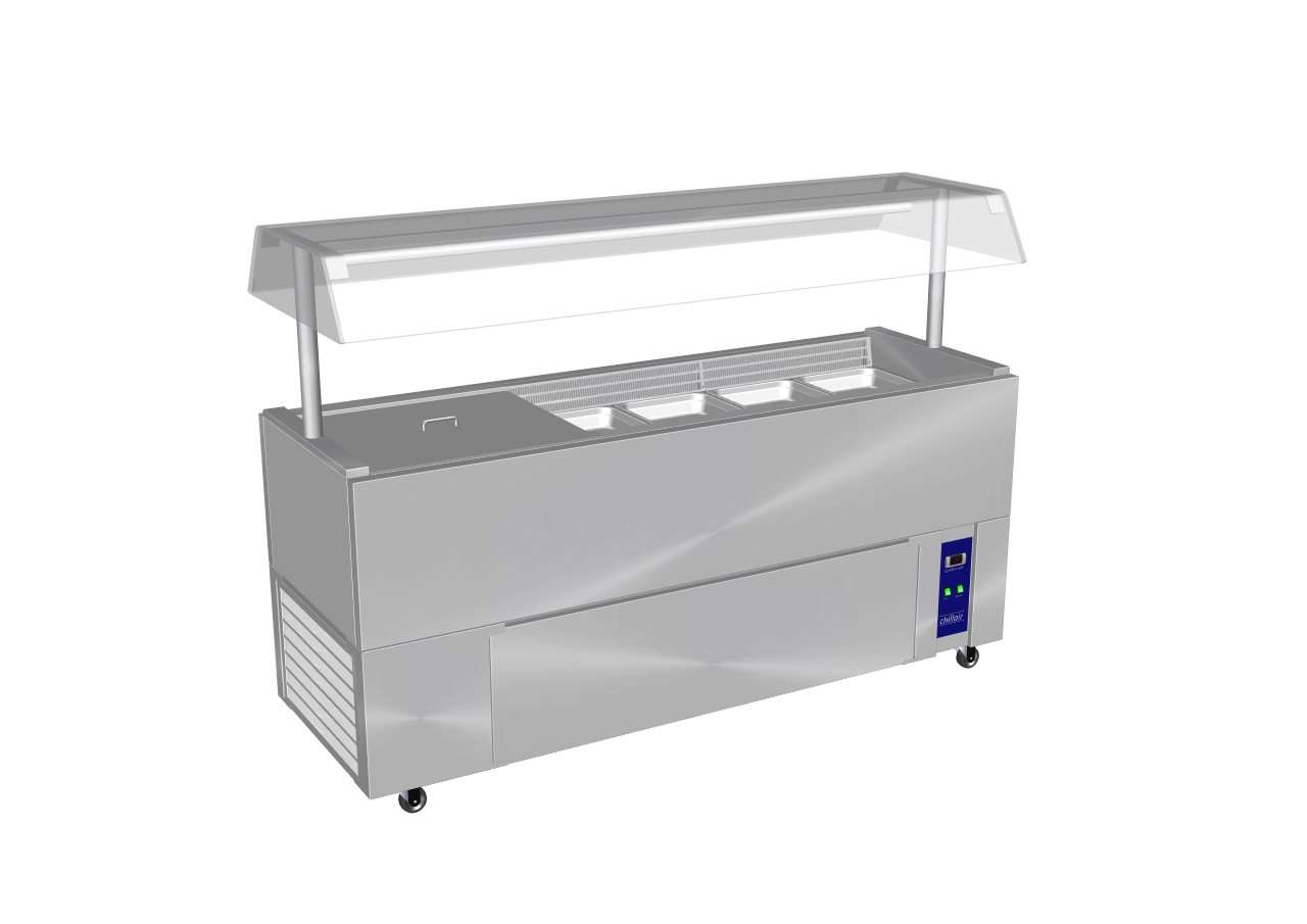 Culinaire Chillair Heavy Duty Mobile Refrigerated Island Buffet With Perspex Gantry CR.IB.CLCBF.GCP.6