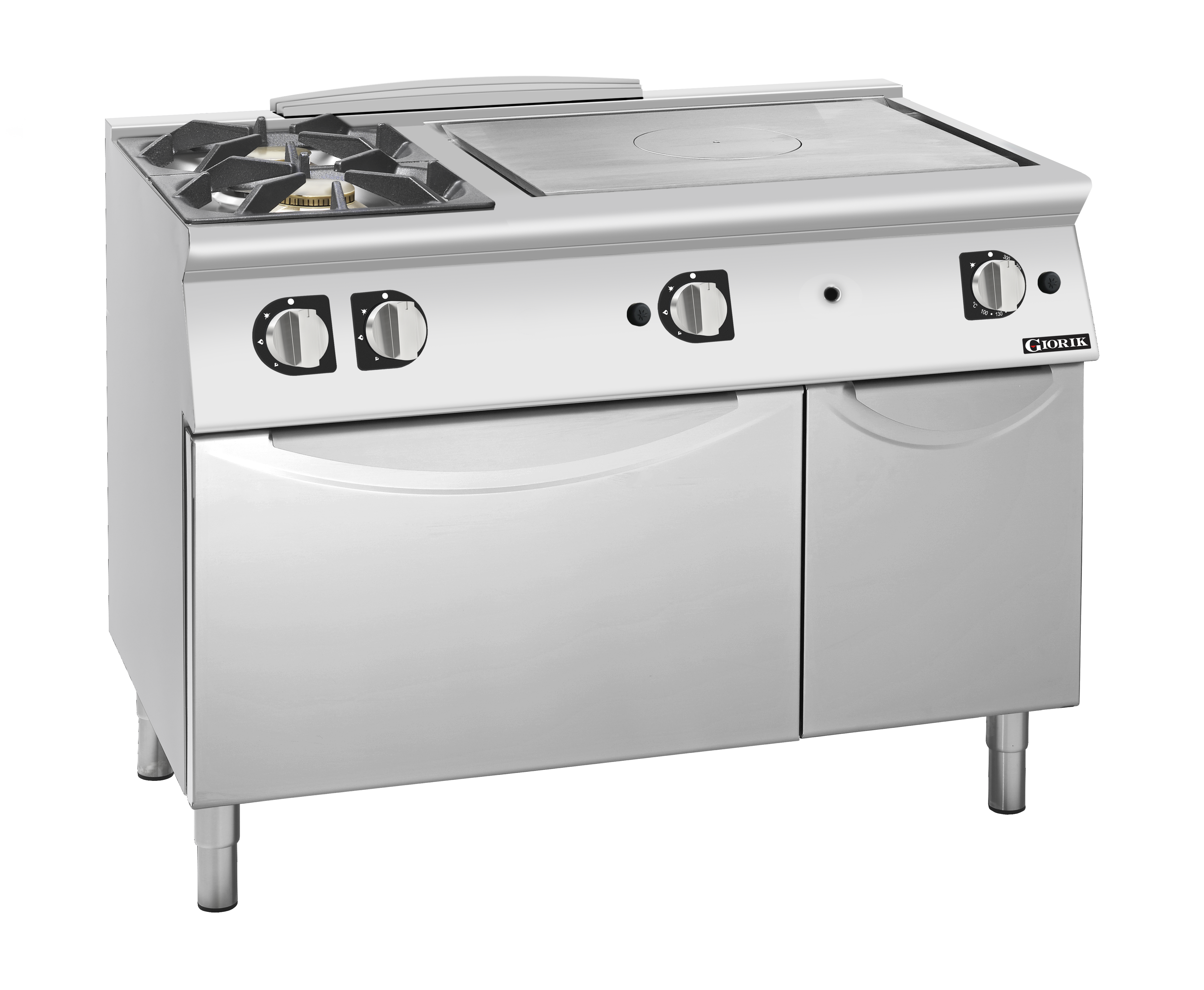 Giorik 700 Series 1200mm wide Combination Solid Top and Gas Burner on Open Base TG76GTLT