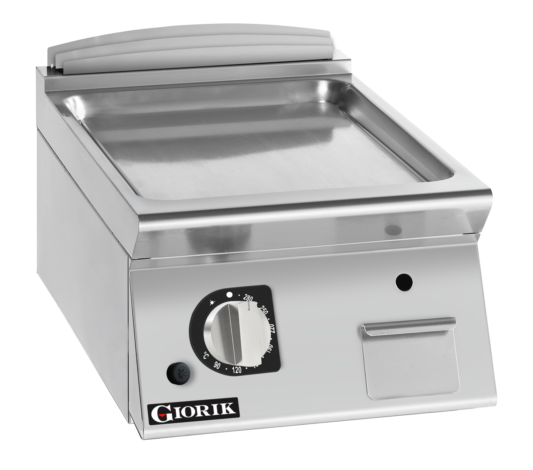 Giorik 700 Series 400mm wide Ribbed Satin Chrome Gas Frytop FRG72TCRXT