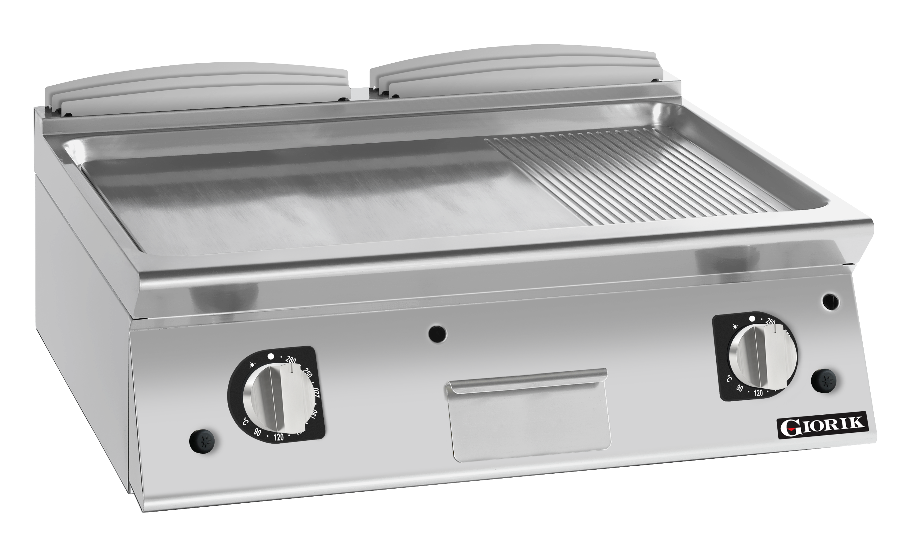 Giorik 900 Series – Gas Frytop on Open Base – 800mm Smooth Satin Chrome Plate FLG941GCRXT