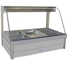 Roband Curved Glass Hot Food Display Bar, 6 pans double row