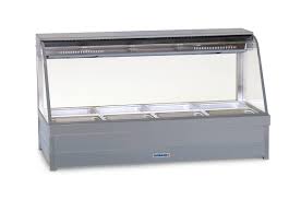 Roband Curved Glass Hot Food Display Bar, 8 pans double row