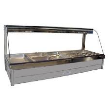 Roband Curved Glass Hot Food Display Bar, 10 pans double row