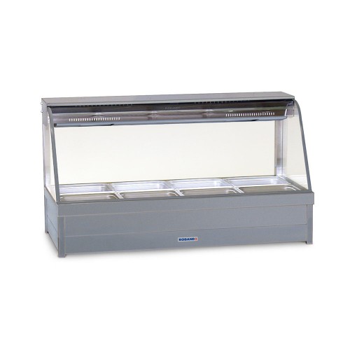 Roband Curved Glass Hot Food Display Bar, 12 pans double row