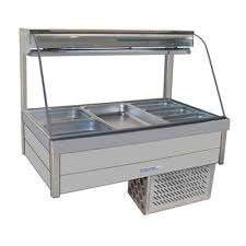 Roband Curved Glass Refrigerated Display Bar, 6 pans