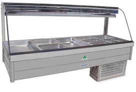 Roband Curved Glass Refrigerated Display Bar, 10 pans