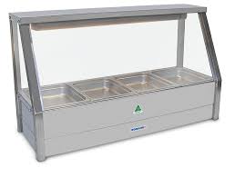 Roband Straight Glass Hot Food Display Bar – 4 pans single row