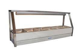 Roband Straight Glass Hot Food Display Bar, 6 pans single row