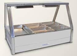 Roband Straight Glass Hot Food Display Bar, 6 pans double row with roller doors