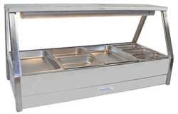 Roband Straight Glass Hot Food Display Bar, 8 pans double row with roller doors