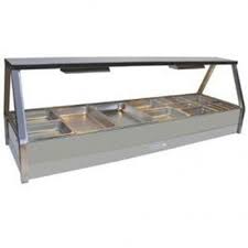 Roband Straight Glass Hot Food Display Bar, 12 pans double row