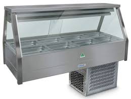 Roband Straight Glass Refrigerated Display Bar, 8 pans