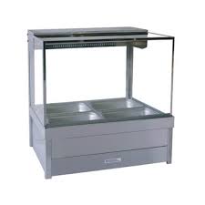 Roband Square Glass Hot Food Display Bar, 4 pans double row