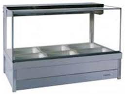 Roband Square Glass Hot Food Display Bar, 6 pans double row