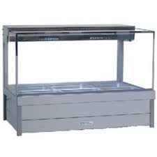 Roband Square Glass Hot Food Display Bar, 6 pans double row with roller doors