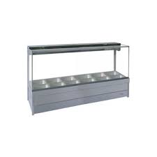 Roband Square Glass Hot Food Display Bar, 12 pans double row