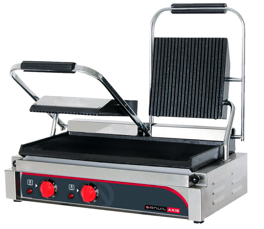 Anvil Panini Press Double Ribbed Top Flat Bottom